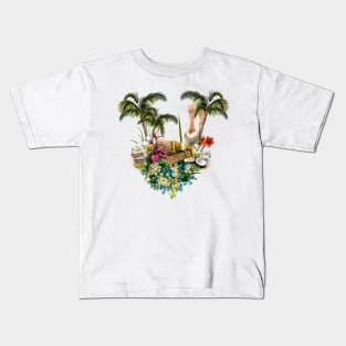 Wonderful pelican with flowers, tropical design Kids T-Shirt